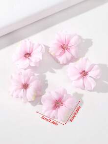 5个粉色薄纱花朵发夹，层叠花瓣，波西米亚风侧编发饰，甜美约会造型发夹 - 彩色 - 查看 5