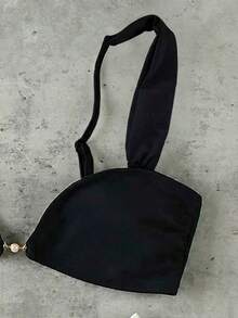 Bộ bikini nữ mùa Xuân/Hè màu đen trơn, kiểu dáng xếp ly, gợi cảm, thanh lịch, thích hợp cho đi biển, nghỉ lễ, tiệc tùng, bao gồm áo tắm riêng. - màu đen - Xem 4