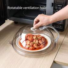 Rotating Vent Food Cover, Transparent Microwave Splash Proof Dish With Handle, Suitable For Food, Utensils, Plates, High Temperature Food Heating Cover With Steam Vent And Handle, Transparent Dish Cover, Cooking Heating Dish Cover - Home And Office Oil Protection Cover And Vegetable Rack - Multicolor - View 2