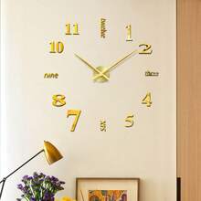 1pc Silver Creative DIY Wall Clock, Fashionable Wall-Mounted, Minimalist Home Decor Clock, Equipped With Quiet Quartz Movement, No Drilling Required, Suitable For Bedroom, Home Decor, Room Decor, Wall Clock, Dorm Decor, Back To School Season - Silver - View 4