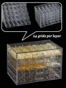 120-Slot Transparent Nail Art & Jewelry Storage Box, 5 Layers - Clear - View 1