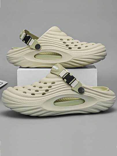 Sandalias de verano para hombre para exterior, suela de goma suave y gruesa, antideslizante, con punta cerrada para playa y senderismo, sandalias deportivas de talla grande