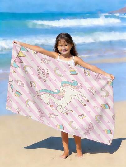 1件装儿童独角兽沙滩巾 儿童浴巾 儿童浴室沙滩巾 游泳池沙滩巾 适合旅行度假 情人节 母亲节 父亲节 生日 周年纪念日 婚礼 送给妻子、男友、女友的独特礼物 浴巾 结婚礼物 毛巾 100% 聚酯纤维