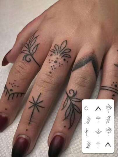 1pc Fashionable High-End Herbal Mori Style Temporary Hand Tattoo, Waterproof & Sweat-Proof, Washable, Suitable For People, Can Last 2-3 Days