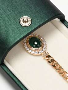 Oirlv 高级PU皮革双扣戒指盒，求婚礼物，钻石戒指耳环手链首饰包装盒，首饰收纳盒，结婚戒指盒，吊坠手链项链收纳盒，礼品包装展示盒，适用于戒指、耳环、项链、手链，圣诞节、母亲节及其他节日礼物，精致包装，女士收纳整理盒，旅行必备 - 绿色 - 綠色 - 查看 6