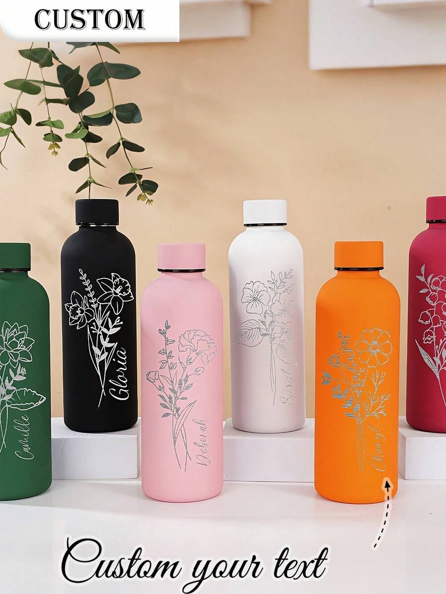 1個客製化雙層不鏽鋼咖啡杯/蘇打水瓶，運動保溫水杯，500ml/17oz 可客製化姓名保溫杯，多色可選，適合開學、節日與生日禮物
