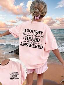 Tween Girls' Casual Graphic Print Crew Neck Short Sleeve T-Shirt, Summer Top - Pink - View 1