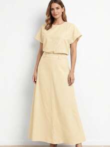 Women's Outfit, Stylish, Evangelical Style, Long Skirt And Blouse. - 黃色 - 查看 1