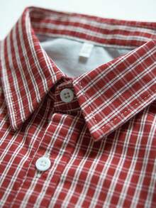 Áo sơ mi nam kẻ caro, dáng rộng, màu đỏ trắng, phong cách retro, món đồ không thể thiếu cho mùa hè. - Nhiều màu - Xem 4