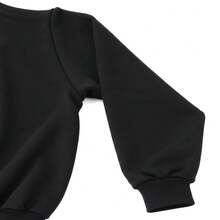Men's Crew Neck Fleece Sweatshirt, Thick Winter Coat, Cotton - 黑色 - 查看 7