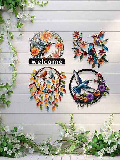 1pc Elegant Bird & Ivy Metal Wall Art - Heart-Shaped Branch Decor, Suitable For Farmhouse, Garden, Porch, Living Room, Bedroom, Dining Room, Balcony Decoration - Outdoor & Indoor Wall Hanging, Unique Gift For Nature Lovers - Fashionable Iron Art Hanging Decor, Perfect Love Gift