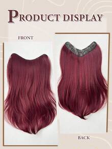 22英寸酒红色V形耐热合成纤维发夹，适合女性在圣诞节、万圣节、音乐节、派对和日常使用。 - 酒紅色 - 查看 8