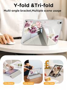 浅紫色玫瑰、芙蓉、樱花、百合图案平板电脑保护套，兼容苹果Air 11英寸M3（2025款）/M2（2024款）、Air第五代（2022款）、（A16）11英寸第十一代（2025款），兼容三星Galaxy Tab平板电脑，Kindle Paperwhite第十二代（2024款）。透明背壳，时尚图案保护套，具备自动休眠/唤醒功能，气囊保护，适合作为礼物和办公用品。 - 彩色 - 查看 8