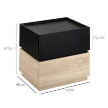 Bedside Table With Drawer, Stackable Nightstand, Bedroom Nightstand, Particleboard, Black And Natural, 50 X 40 X 47.5 Cm - Black - View 3