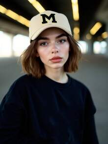 1pc Unisex A-Z Letter Pattern Baseball Cap, Casual Versatile Breathable Sun Protection Hat, Suitable For Daily Wear, Fashion Versatile, Can Be Used As Vacation Sun Hat/Christmas Gift - Beige - View 7