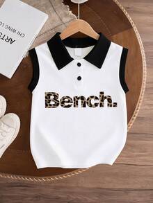 1pc Girls Casual Vest Leopard Letter Print Polo Girls' Vest Sleeveless T-Shirt Young Girl Clothes Girls Summer New Top - Multicolor - View 1