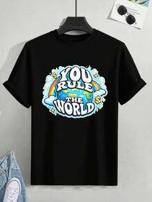 YOU RULE THE WORLD Graphic T-Shirt In High Quality Fabric, Crew Neck, Comfortable Fit, Art Print - Black - View 2