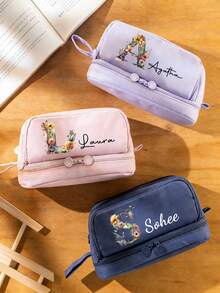 Customizable Name/Letter/Text Desktop Pencil Box - School & Office Supplies With 4-Layer Zipper Compartments, Multifunctional Pen Holder, Wholesale & Bulk Orders Welcome (Can Add Your Name/Logo) - Multicolor - View 6