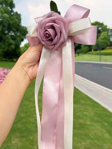 6 Stücke Hochzeitsauto Türgriff Blumen, weiße künstliche Autospiegel Blumensträuße mit Schleife, Hochzeitsauto Dekorationszubehör für Türgriffe und Rückspiegel - Verschiedenfarbig - Übersicht 6