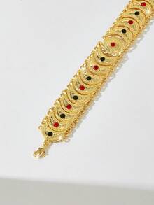 Mgyi 金色铜质时尚高端复古女士手链，18K镀金优雅方形设计，适合尼日利亚、迪拜、中东、沙特阿拉伯等地，可用于新娘婚礼、日常佩戴、结婚纪念日礼物、万圣节礼物等。 - PSL-030 - 查看 4