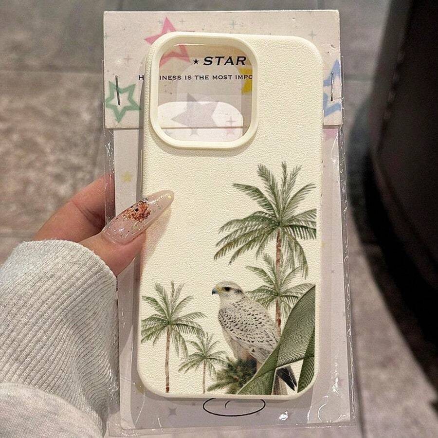 Ốp lưng điện thoại phong cách Trung Đông, chất liệu TPU, thời trang, họa tiết cây dừa tươi mát và chim thanh lịch, tương thích với iPhone 17 Pro Max/17/16 Pro Max/15/13/12/11, S20 FE/A15/S24/A55, Note 11/12/13 Pro, bảo vệ toàn diện chống rơi vỡ, mềm mại, quà tặng mùa xuân và sinh nhật, phiên bản quốc tế, không phải phiên bản nội địa. - trắng - Xem 1