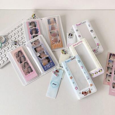 1pc Cute Cartoon Puppy 4-Frame Photo Album, Vertical 4-Grid Scrapbook, Idol Photo Collection