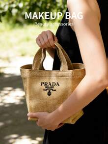 Prada Casual Versatile Tote Bag, Travel Canvas Bag, Storage Pouch - Apricot - View 9