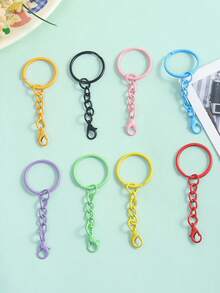 5/10/20/30 piezas Juego de llaveros de colores, anillos divididos redondos de metal con mosquetón, accesorios DIY para colgantes - llavero - Ver 6