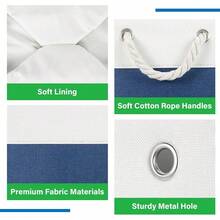 Extra Large Storage Baskets For Shelves 3 Pack Fabric Storage Bins For Organizing Linen Collapsible Organizer For Closet-White&Blue - 白藍 - 查看 9