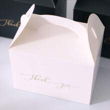 5个带提手的感谢花卉礼盒，白色纸质糖果盒，适用于婚礼回礼、婴儿派对、生日派对、饼干糖果蛋糕包装盒 - 手提盒 - 查看 7