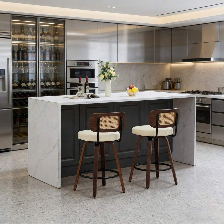 Barstools - Beige + PU Leather + Foam-1 - View 1