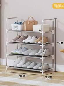 Freestanding Shoe Rack, Shoe Rack With Shelf, Coat Rack Storage Cabinet, Clothes And Shoe Rack, Storage Rack, - Сива - Преглед 16