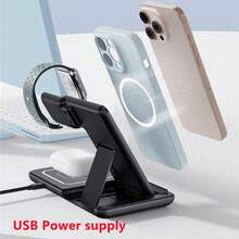 AmSengo 15W 快速无线充电支架 三合一可折叠充电站 兼容 16/15/14/13/12/11 和 9/8/7/6/5 Pro USB 电源适配器 - 粉紅色D27 - 查看 7