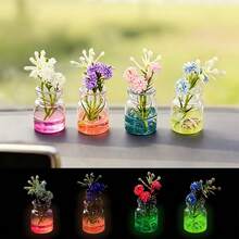 3/6/10pcs Mini Floral Rearview Mirror Dashboard Decor, Cute Car Accessories For Women, Car Interior Aesthetics, Lovely Vase Decor For Home Office, Luminous Resin Mini Vase Set, Random Mixed Cute Mini Flower Bottles With Artificial Flowers, Hexagonal Desktop Decor, Colorful Glow-In-The-Dark Ornaments For Home Car Party, No Power Needed, Creative Car Interior Decor, Aesthetic Home Decor Gift For Girls - A - View 2