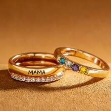 1pc Personalized Birthstone Ring, Family Birthstone Ring, Gold Daily Wear Ring, Birthstone Ring, Birthstone Gift, Mother's Day Jewelry, Gift For Mom - Multicolor - View 3