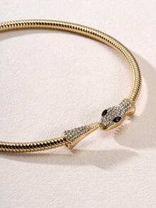 1 Piece Women's Snake Alloy Necklace With Rhinestone Inlay, Adjustable Snake Necklace, Fashionable High-End Choker For Women, Medusa Jewelry, Elastic Adjustable Snake Neck Chain For Women, Birthday Gifts For Girls, Jewelry For Women - Snake Collar - View 5