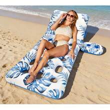 1pc Adult Inflatable Pool Float - Floating Pool Lounge Chair With Adjustable Backrest And Cup Holder, Water Floating Device, Lake Leisure Sunbathing Float, Beach Party Toy - Blue-1Pc - View 1