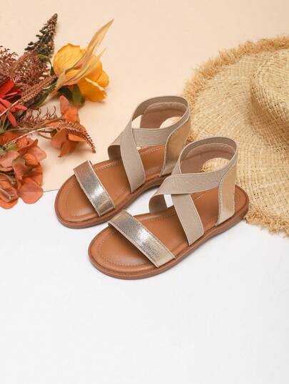 Girl's Minimalist Style Flat Beach Sandals, Spring/Summer