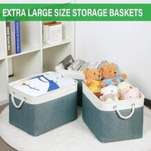 Large Storage Baskets For Shelves 3 Pack Fabric Storage Bins For Organizing Linen Collapsible Organizer For Closet-Deep Gre1en - DeepGre1en - 查看 4