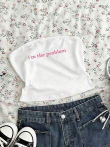 Y2K露脐上衣，女士无袖衬衫 - 米白色 - 查看 2