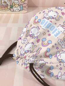 1pc Customized Name Cartoon Pony Pattern Drawstring Backpack, Can Be Customized According To Your Unique Design, Perfect For Children, Print Your Own Name Or Print Your Sister's And Classmates' Names As A Gift To Give To Others - Multicolor - View 5