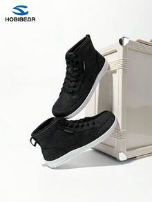 HOBIBEAR Women Barefoot Shoes | Wide Toe Box | High Top Canvas | Comfortable Trail Running - Black and White - View 4