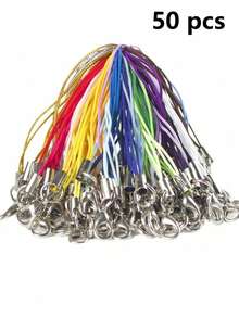 1 Pack Of 10/30/50/100/200pcs Multi-Color Black Hanging Cord, Lanyard, Lobster Clasp, Keychain, Phone Charm, Jewelry Accessories - Black - View 19