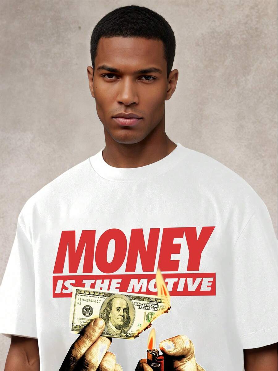 Camiseta de moda nueva con estampado de hip hop para hombres - Blanco - Ver 1