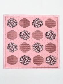 1pc Women's Bandana Geometric Patchwork Print Asymmetrical Textured Scarf - Multicolor - View 4