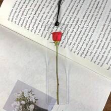 2D Flat 1 Set Transparent Acrylic Large Rose Pattern Bookmarks With Black Tassel, Ideal For Readers And Can Be Used As Valentine's Day Or Birthday Small Gift - A - View 7
