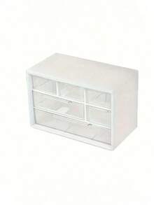 1pc Transparent Plastic Desktop Drawer Storage Box - Large Capacity Multipurpose Storage Container, Suitable For Office Supplies, Cosmetics And Bathroom Items, Lightweight Design For Home Or Office Desktop Organization - Multicolor - View 5