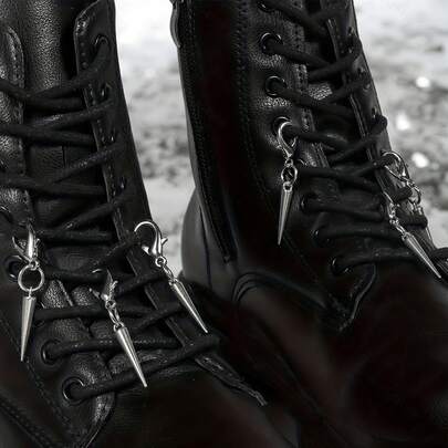 1/5pcs Silver Cone Rivet Shoe Decor Accessories, Punk Style Shoelace Pendant, DIY Shoe & Bag Decoration, Exquisite Birthday Gift