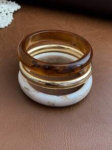 Bộ 3 vòng tay acrylic nhiều lớp dày dặn phong cách Boho cổ điển, sang trọng cao cấp dành cho nữ, các cặp đôi, dự tiệc và đeo hàng ngày. - Nhiều màu K - Xem 5