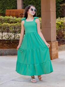 TRES MARIAS LONG STRAP DRESS FOR CHILDREN/ YOUTHS/ GIRLS - verde menta - Ver 3